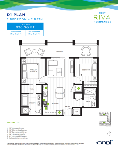 Floor plan for 2 beds, 2 baths, 760 sqft